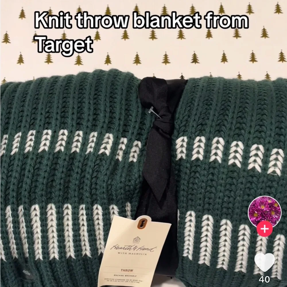 Hearth & Hand with Magnolia for Target Green Chunky Christmas Throw Blanket NEW